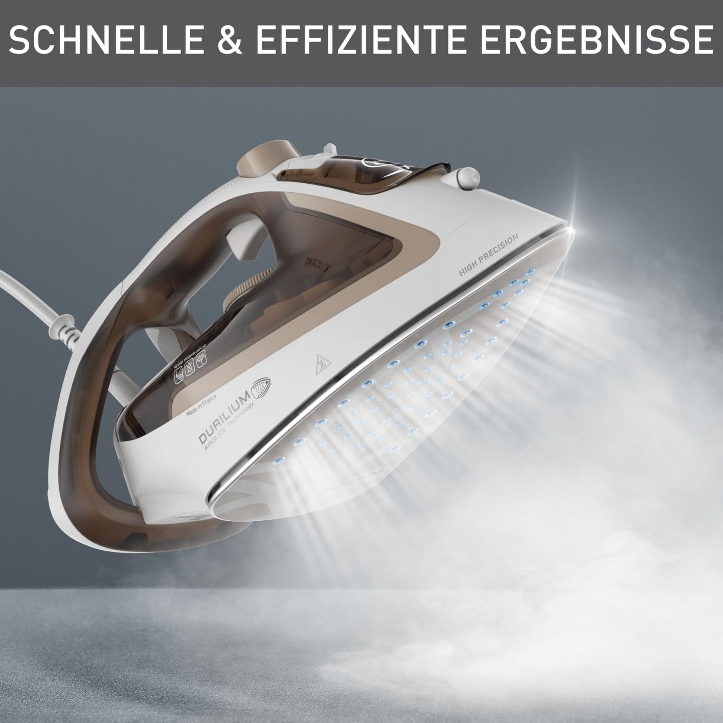 Tefal Easygliss Eco steam iron, 2800 watts, 240 g/min. Steam burst, 50 g/min. automatic steam, vertical steam, Durilium AirGlide soleplate, 88% recyclable, eco mode, mocha/white, FV5780 - FV5780E1