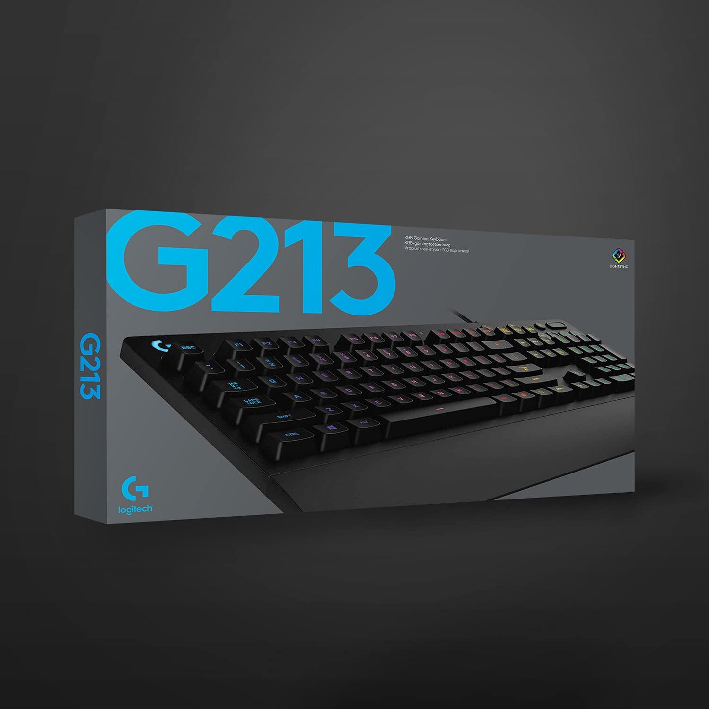 Logitech G213 Prodigy gaming keyboard, RGB lighting, programmable G-keys, multi-media controls, integrated wrist rest, splash-proof, German QWERTZ layout - black - 920-008087