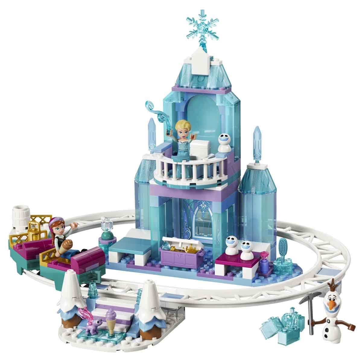 LEGO ǀ Disney Frozen Elsa's sleigh ride around the ice palace - toy including Anna and ELSA mini dolls, Olaf figure as well as railway tracks and snow wagon - gift for girls aged 4 and over - 43281