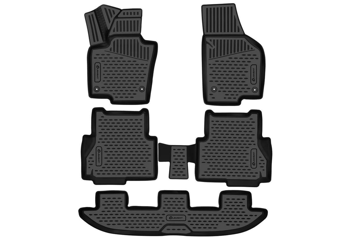 ELEMENT 3D rubber mat set suitable for SEAT Alhambra/VW Sharan | Mk2 | 2010-2020 | 5-piece | 100% tailor-made car floor mats, robust universal car floor mat, rubber car mats