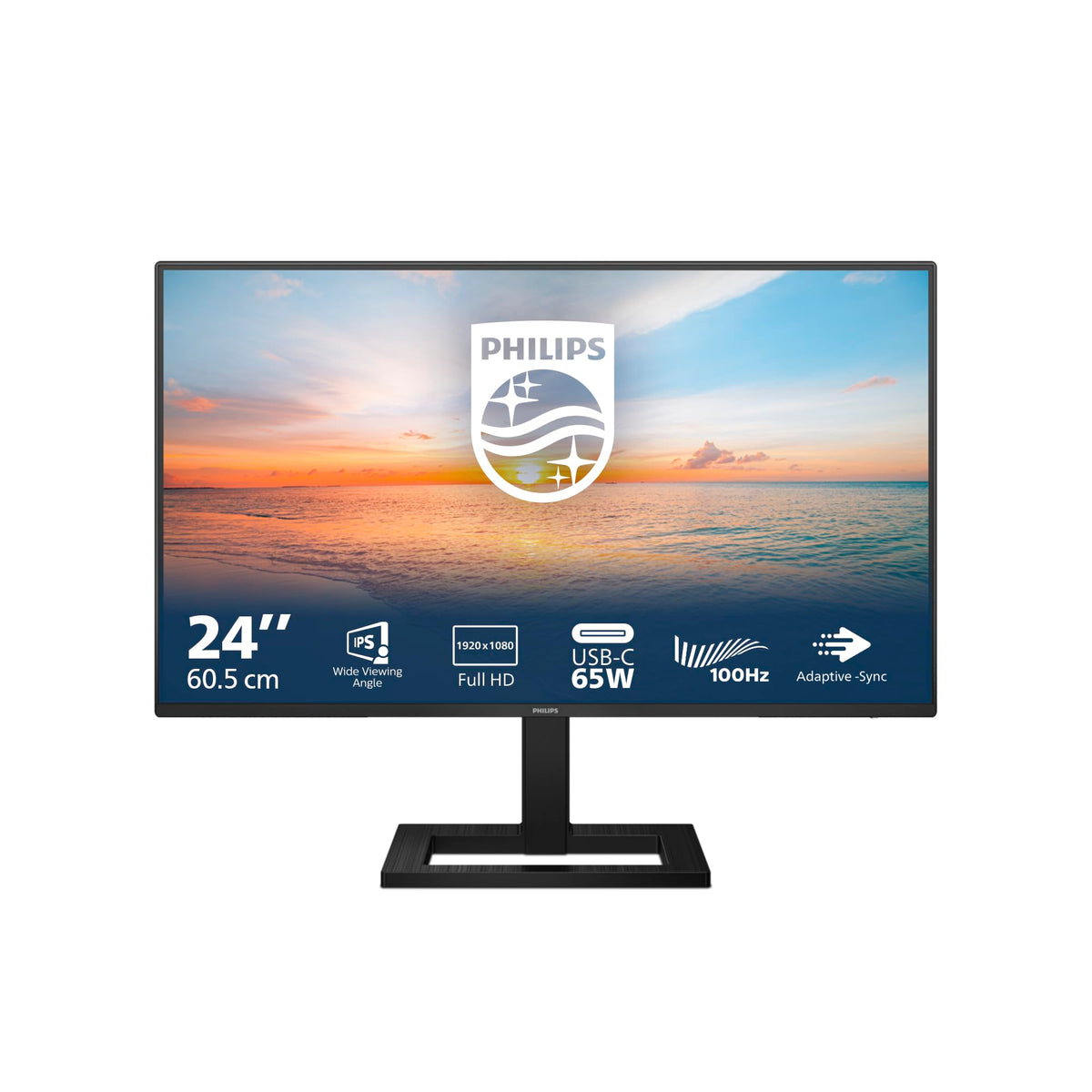 PHILIPS 24E1N1300AE - 24 inch Full HD Monitor, speakers, height adjustable (1920x1080, 100 Hz, HDMI, USB-C (65W PD), USB Hub) black - Philips