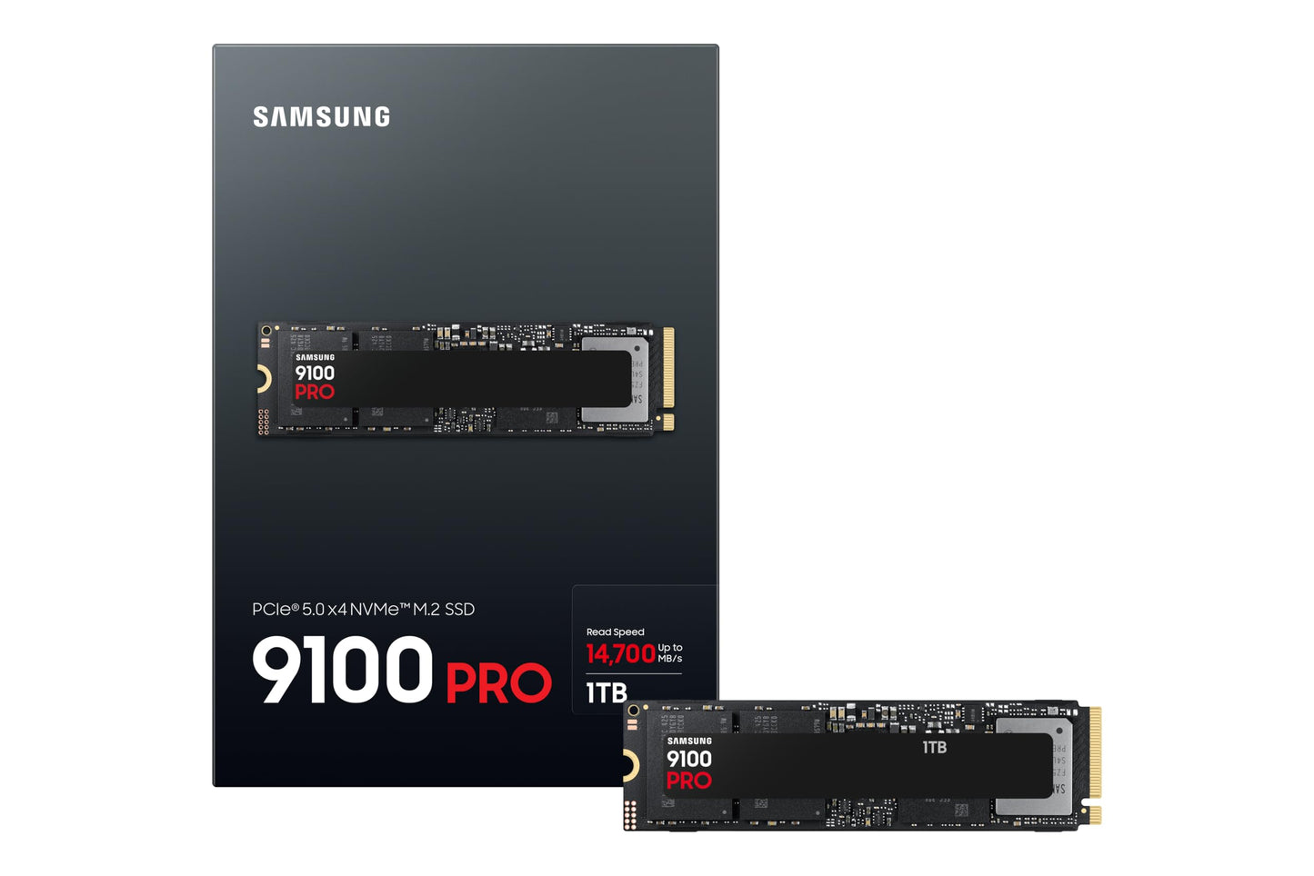 Samsung 9100 PRO NVMe M.2 SSD, 1TB, PCIe 5.0, 14,700 MB/s Read, 13,300 MB/s Write, Internal SSD for Gaming, Video Editing and AI, Black, MZ-VAP1T0BW