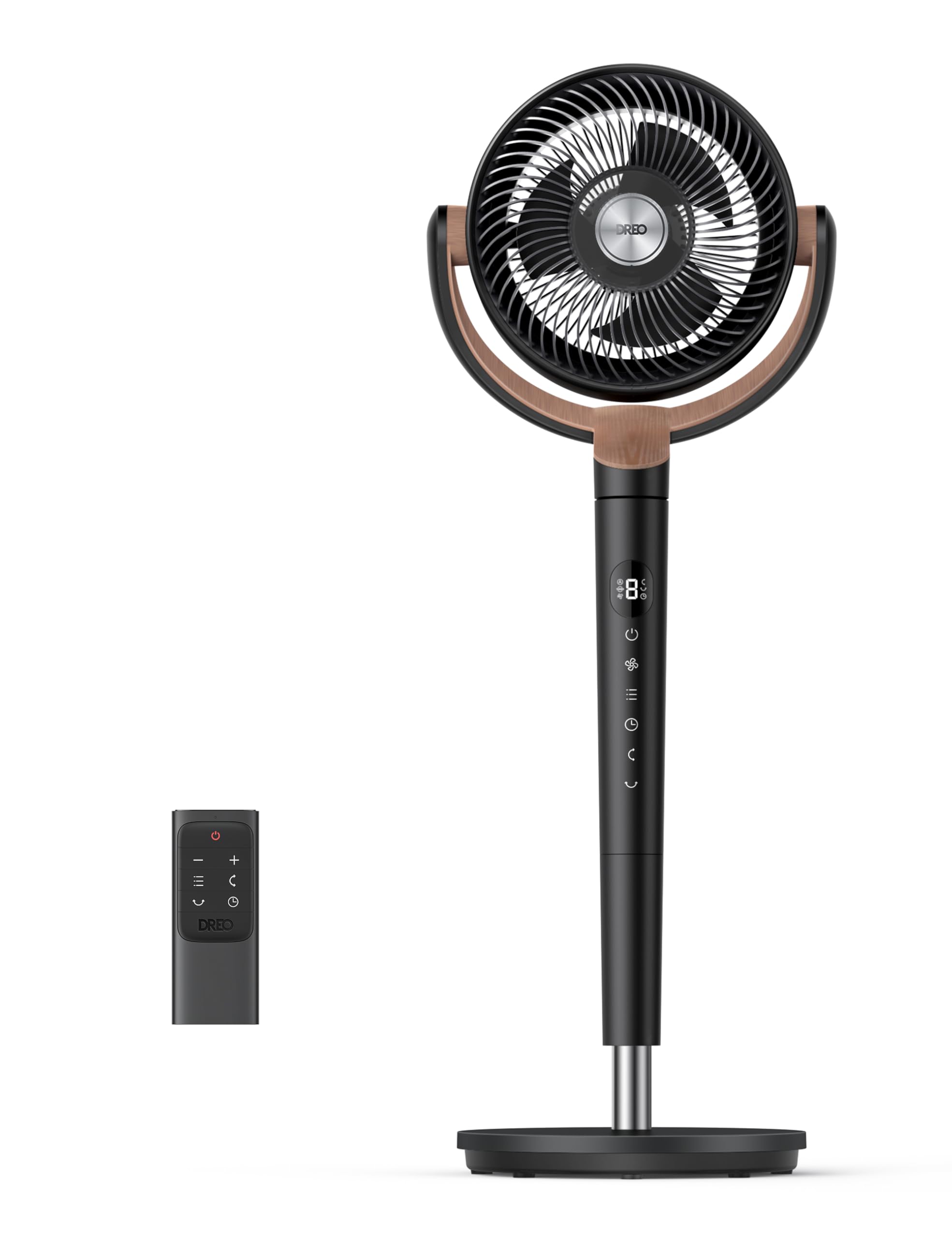 DREO 23dB quiet pedestal fan, 120°+120° omni-directional oscillating fan, 27M wind distance, 1615 m³/h air volume Real turbo air circulator fans, 89-102cm height 3 modes 8-speed - DR-HPF002