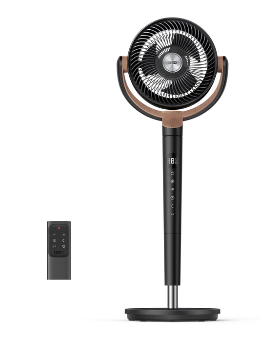 DREO 23dB quiet pedestal fan, 120°+120° omni-directional oscillating fan, 27M wind distance, 1615 m³/h air volume Real turbo air circulator fans, 89-102cm height 3 modes 8-speed - DR-HPF002