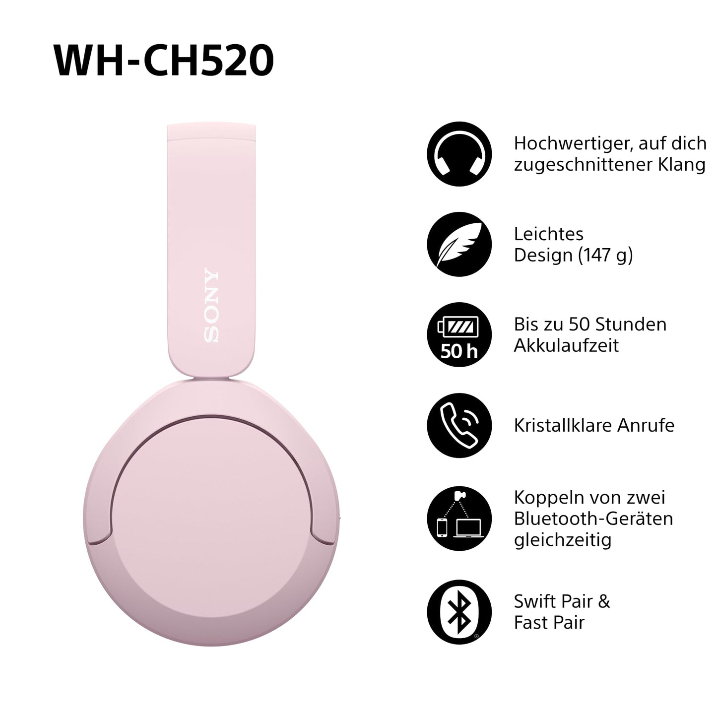 Sony WH-CH520 Pink