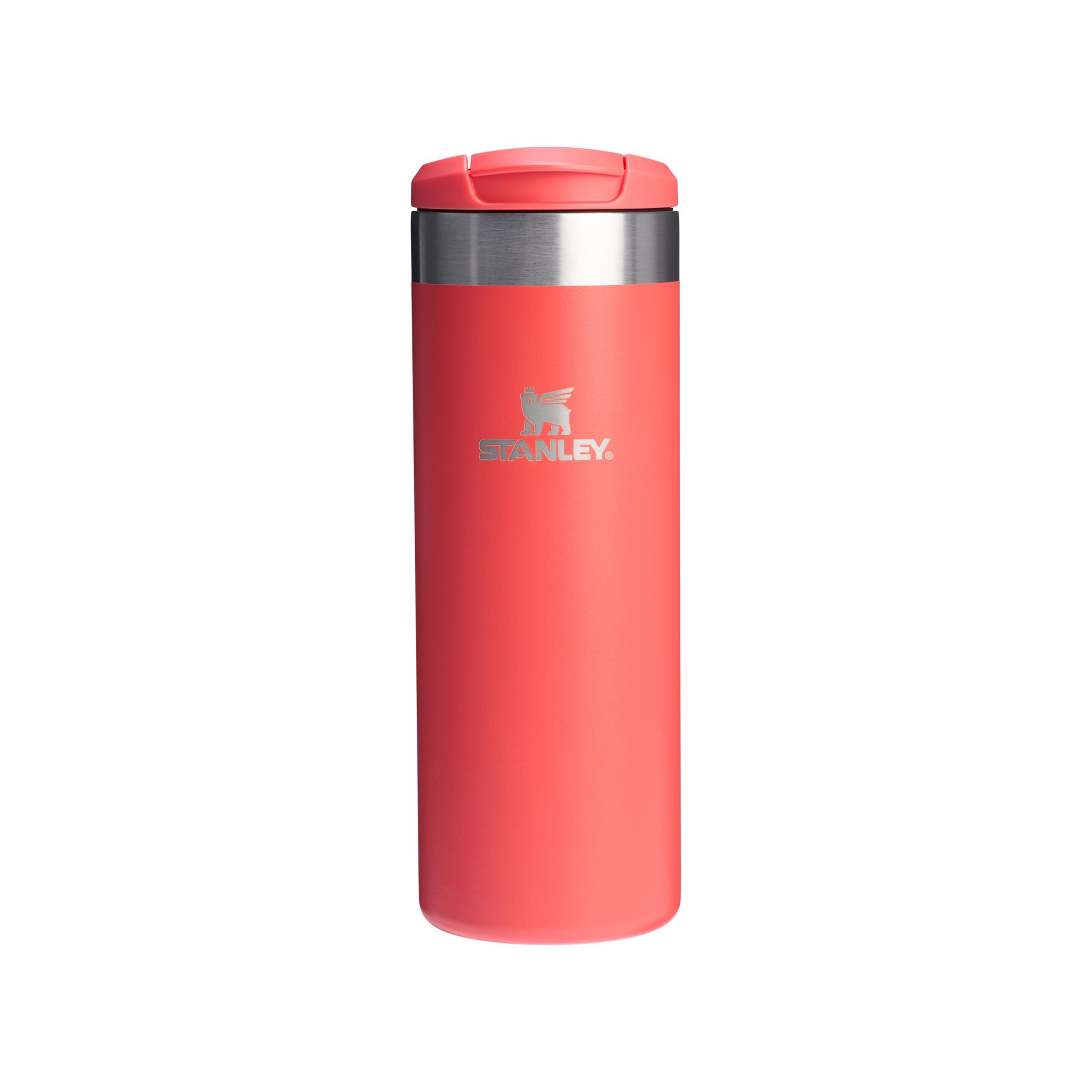 Stanley 1913 Aerolight Transit Thermo Mug 0.47L - Keeps Hot for 6 Hours - Dishwasher Safe - Coffee Mug To Go Leak-Proof - Compatible with Common Car Drink Holders - Hot Coral - 100000108204