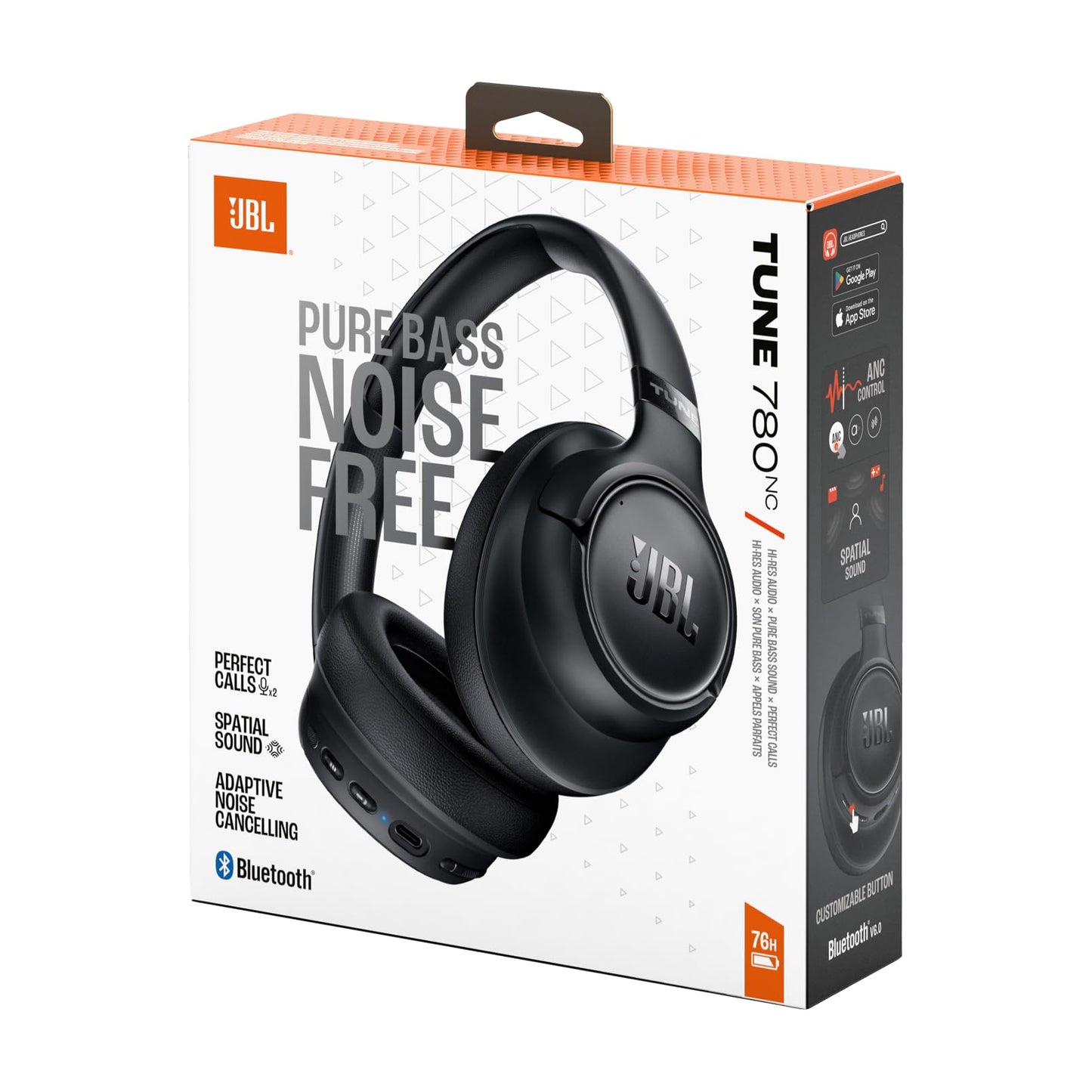 JBL Tune 780NC, wireless over-ear headphones with noise canceling, black - JBLT780NCBLK