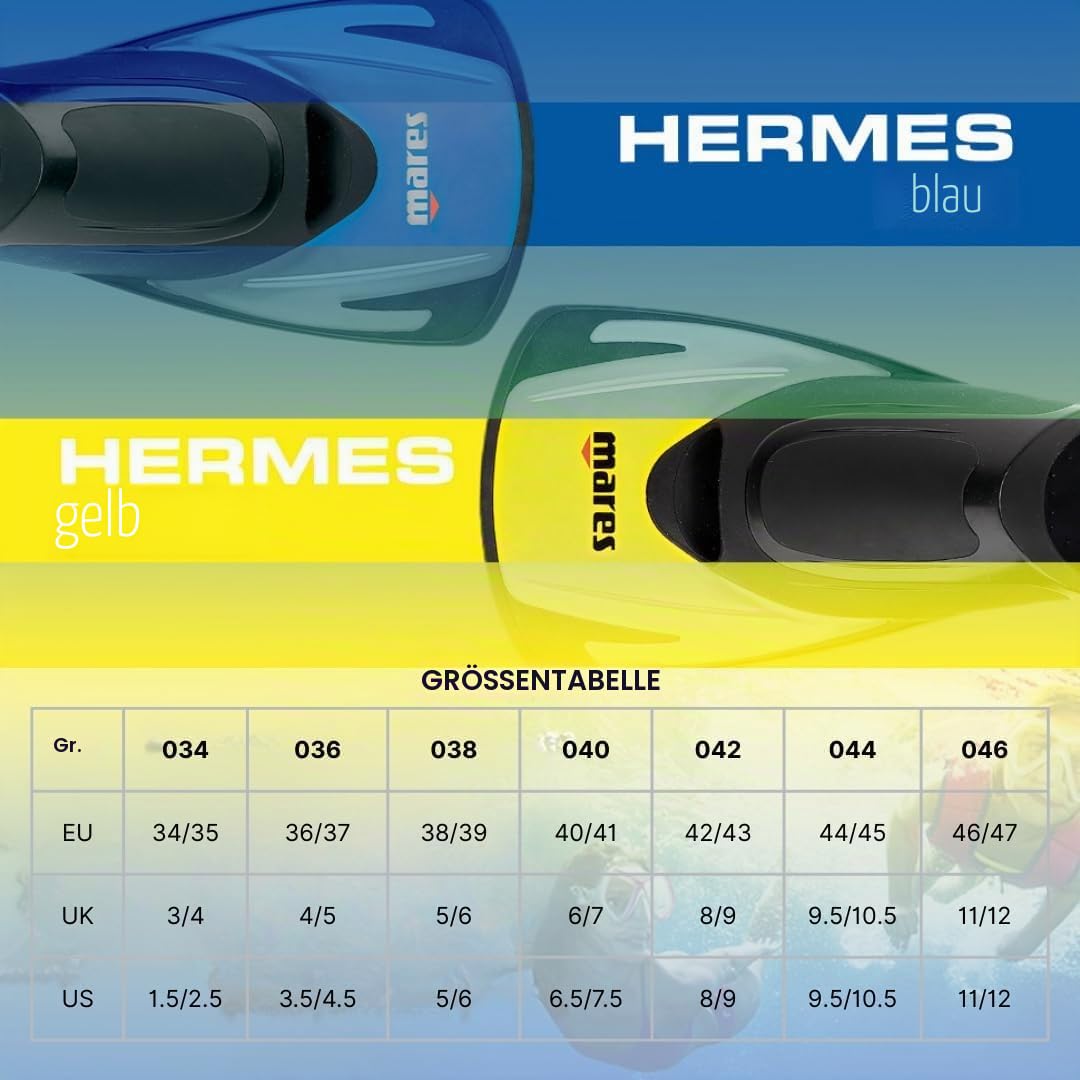 Mares Aquazone Hermes Adult Snorkeling Fin - Unisex, Yellow, 46