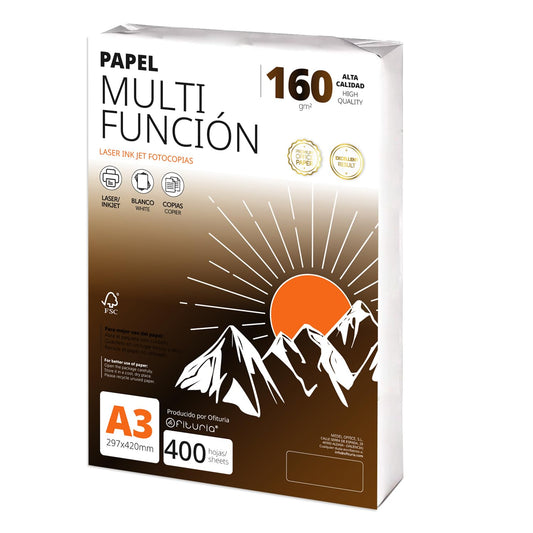 A3 Paper 160g 400 Sheets, Multifunctional Paper for Printers, Paper for Projects, Illustration, Lettering, Professional Creative Projects, A3 Office Paper, School Supplies - Ofituria (160g, 400 Sheets) - COM0574