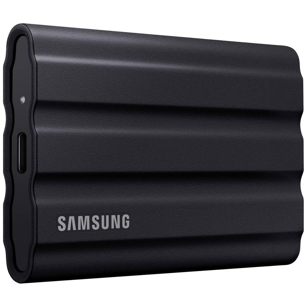 Samsung Portable SSD T7 Shield, 1 TB, USB 3.2 Gen.2, 1,050 MB/s read, 1,000 MB/s write, robust external hard drive outdoor for Mac, PC and smartphone, black, MU-PE1T0S/EU