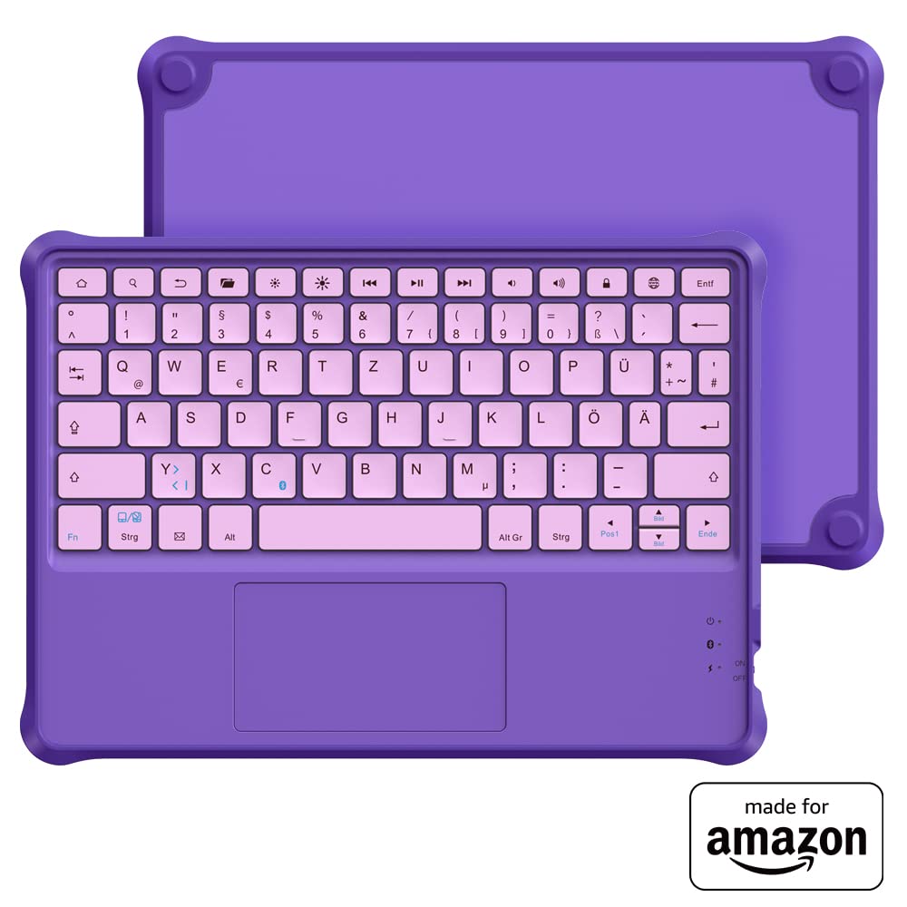 Made for Amazon Kids Purple Wireless Bluetooth Keyboard for Fire HD 10 Kids and Kids Pro Tablets - KAW0006