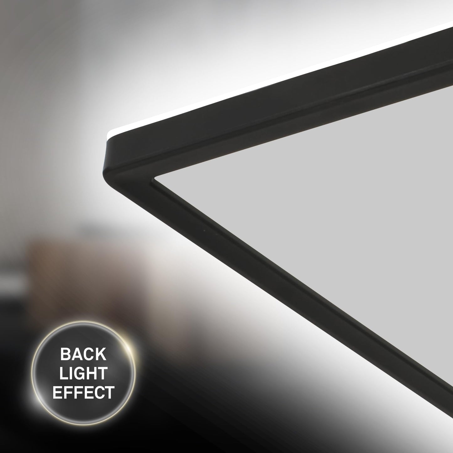 BRILONER - LED ceiling lamp with indirect light, 58x20 cm, flat, 22W 3,000lm, neutral white light color, living room lamp, ceiling light, living room lamp, LED panel, kitchen lamp, bedroom, black - 7402-415