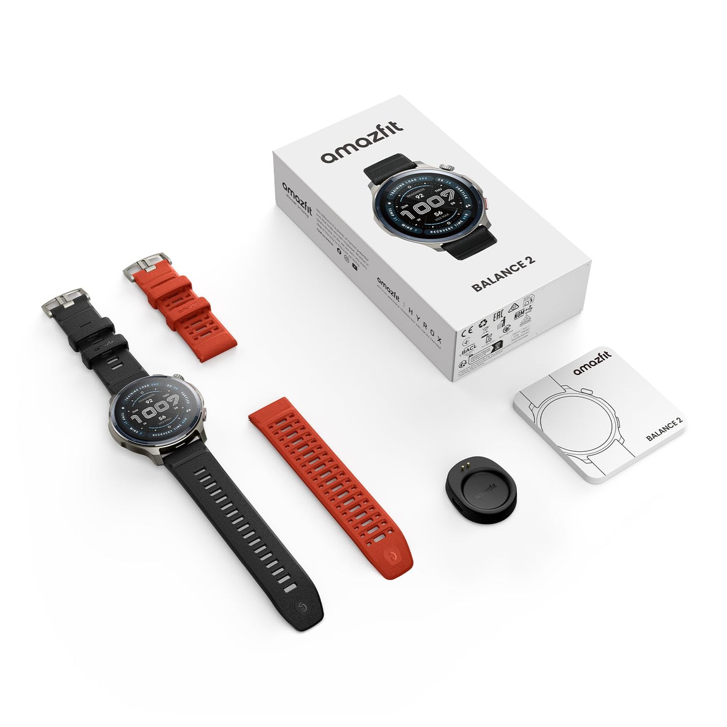 Amazfit Balance 2 Smartwatch 47mm 1.5'' AMOLED Sapphire Glass, offline maps, dual-band GPS, 21 days battery life, 170+ sports modes, HYROX & golf mode, heart rate & sleep tracking for Android & iPhone