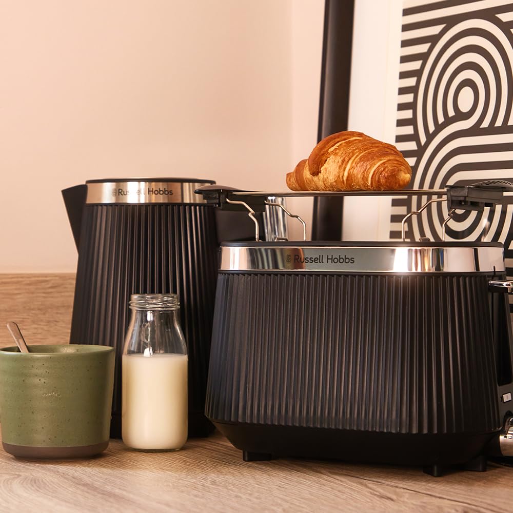 Russell Hobbs Toaster Brontë Black, 2-Slice, Matte Finish, Lift & Look - 26760-56