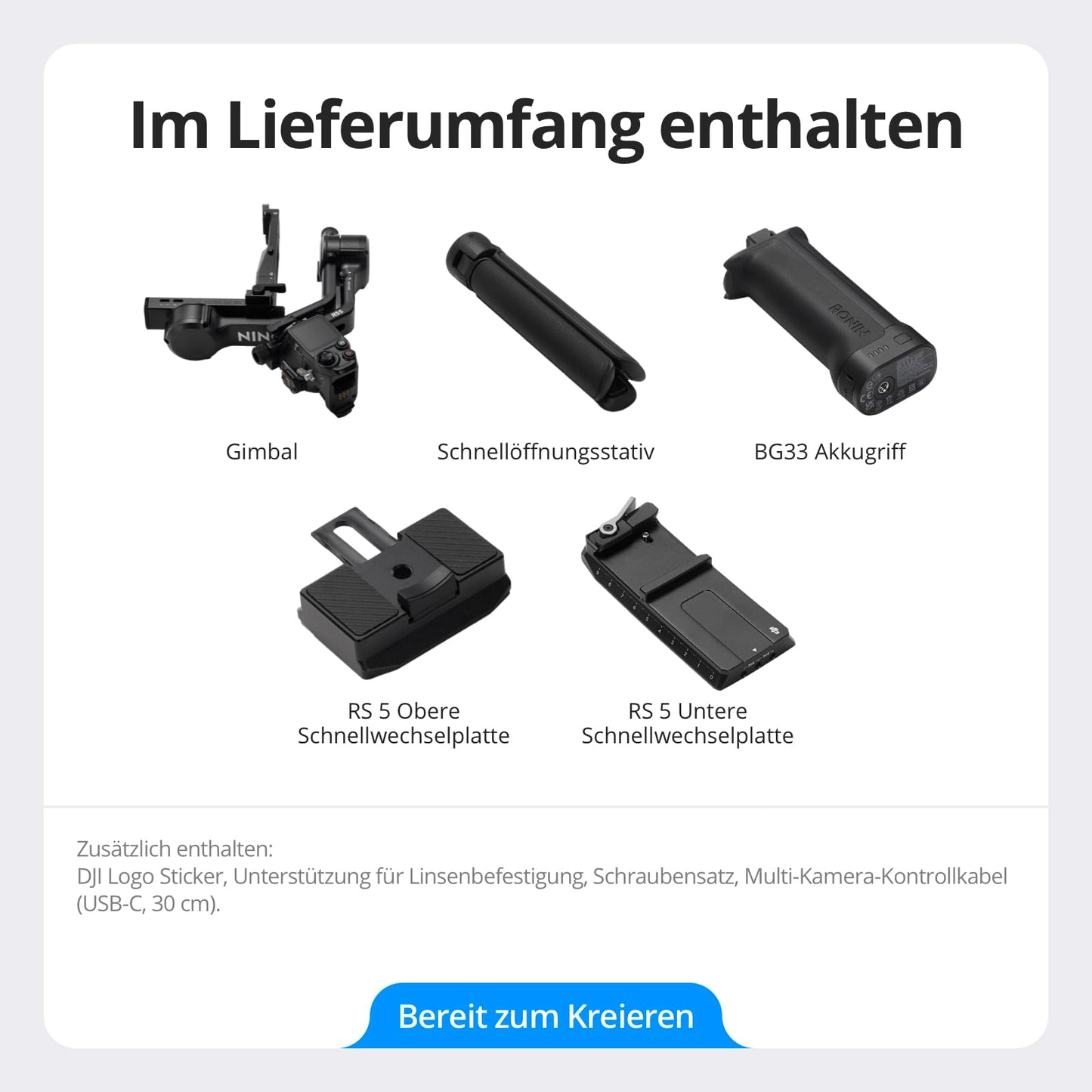 DJI RS 5, Gimbal Stabilizer for Canon, Sony, Panasonic, Nikon, Fujifilm Cameras, Fine Tuning Knobs, 2nd Generation Automatic Axis Locks, Quick Release Tripod, New Z-Axis Display - P15C