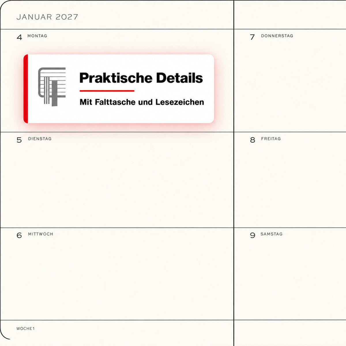 LEUCHTTURM1917 Calendar săptămânal 2027 Mediu (A5) - Germană, Salvie, Hardcover, 145 x 210 mm, 12 luni - ianuarie-decembrie 2027, 1 săptămână pe pagină dublă, hârtie de 80 g/m² cu compatibilitate ridicată cu cerneală - 400105