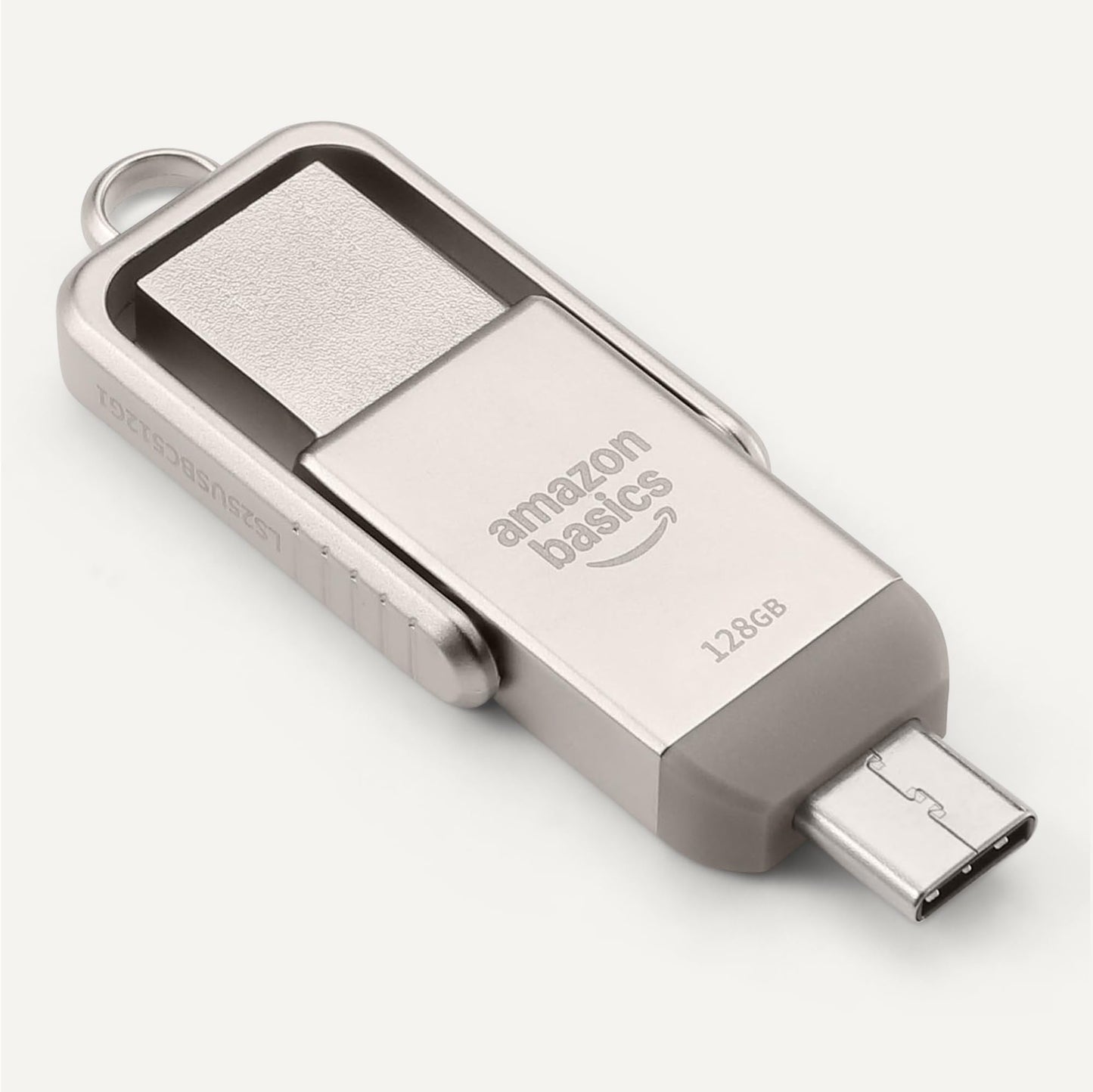 Amazon Basics USB memory stick, USB stick with two ports (USB-C and USB-A), 128GB, champagne silver - LS25USBC128G1