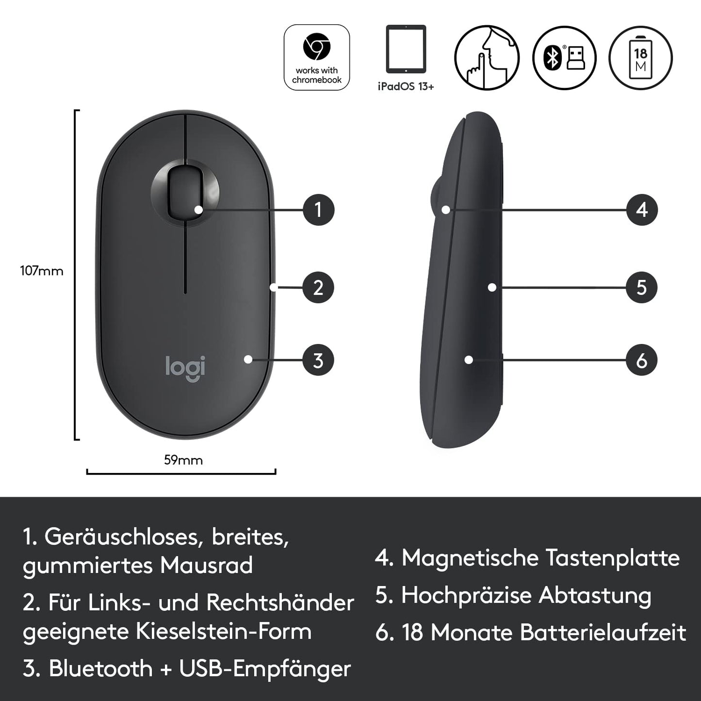 Logitech Pebble M350 Graphite