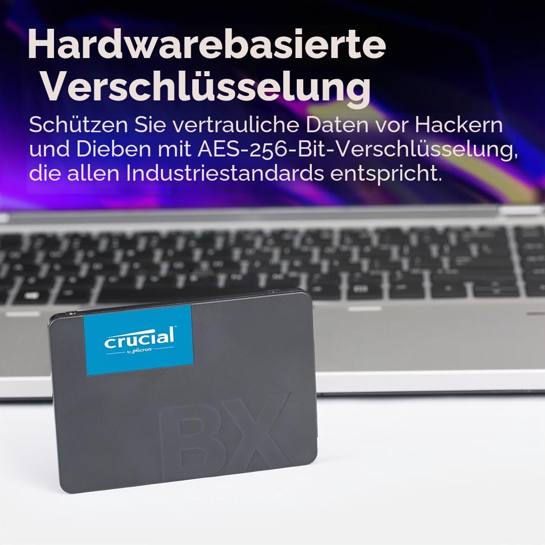 Crucial BX500 SATA SSD 480GB, 2.5" internal hard drive, up to 540 MB/s, compatible with laptop and desktop (PC), 3D NAND, dynamic write acceleration - CT480BX500SSD1