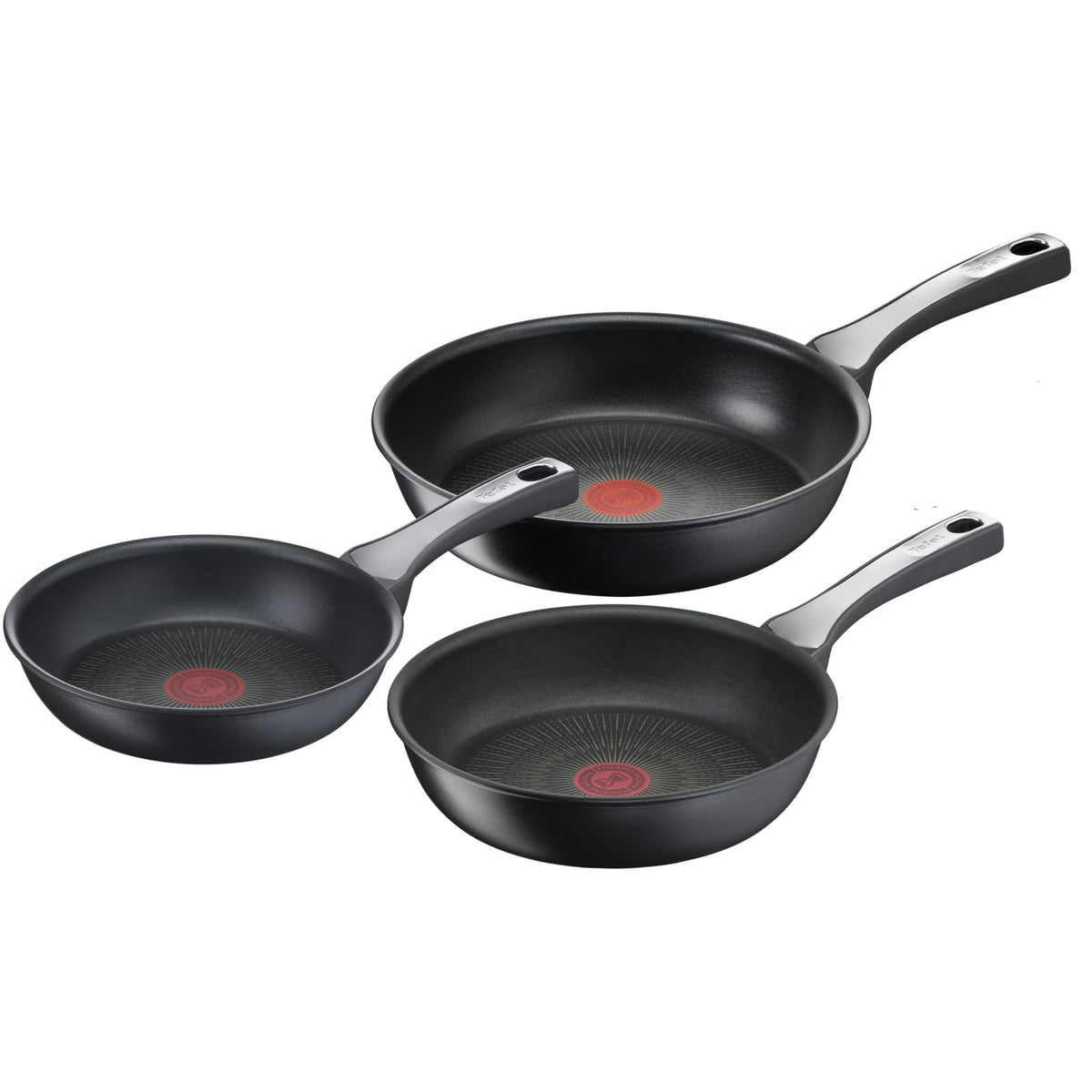 Tefal Unlimited On 3-Piece Frying Pan Set, Induction Pans 20 cm, 24 cm, 28 cm with scratch-resistant non-stick coating, Thermo-Signal for ideal frying temperature, suitable for all types of stoves G25991 - G2599102