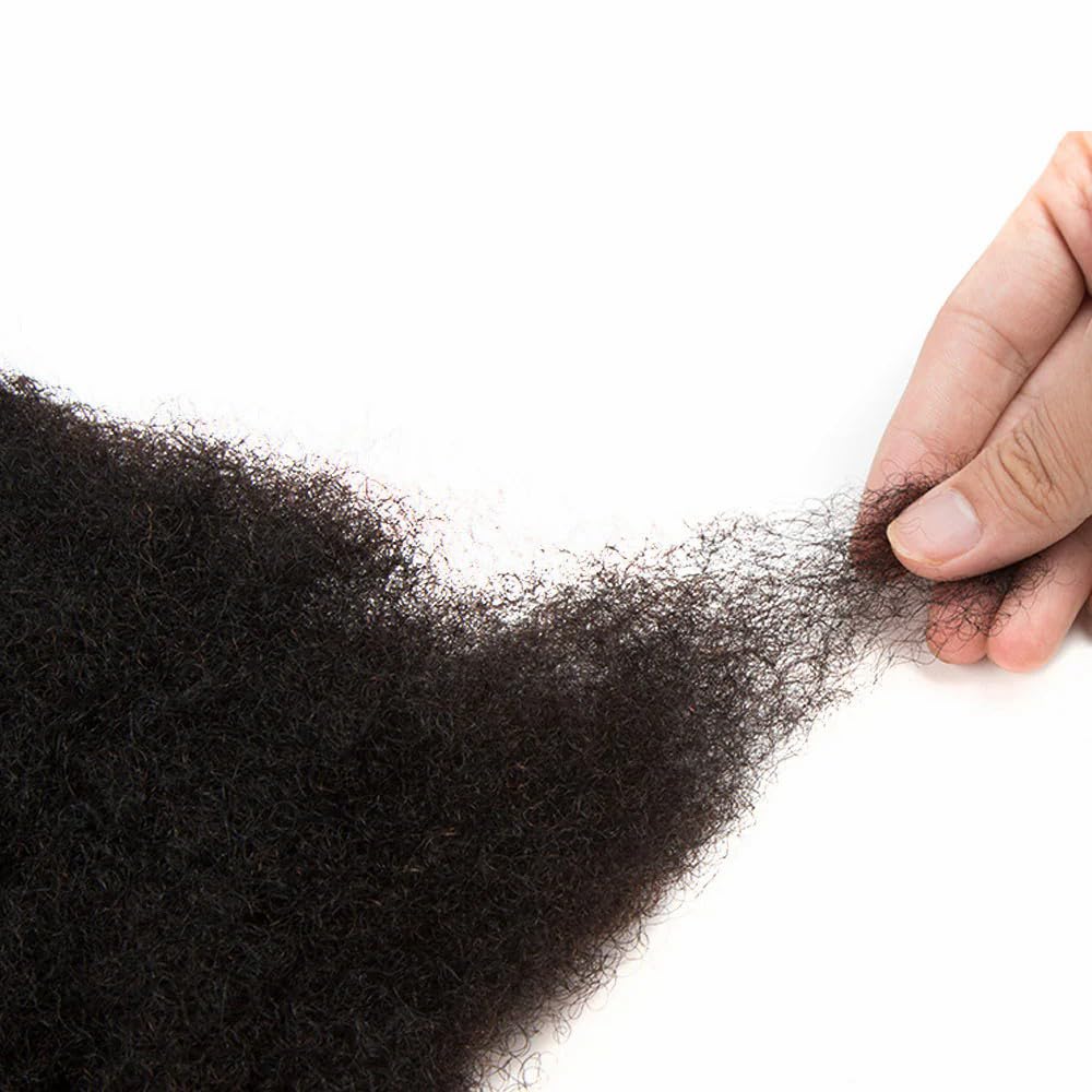 QVR Afro Kinkys Bulk Human Hair pentru extensii de dreadlock, reparare locuri, 35 cm, culoare neagră naturală, păr uman afro kinky pentru locuri, 1 pachet de 50 grame.