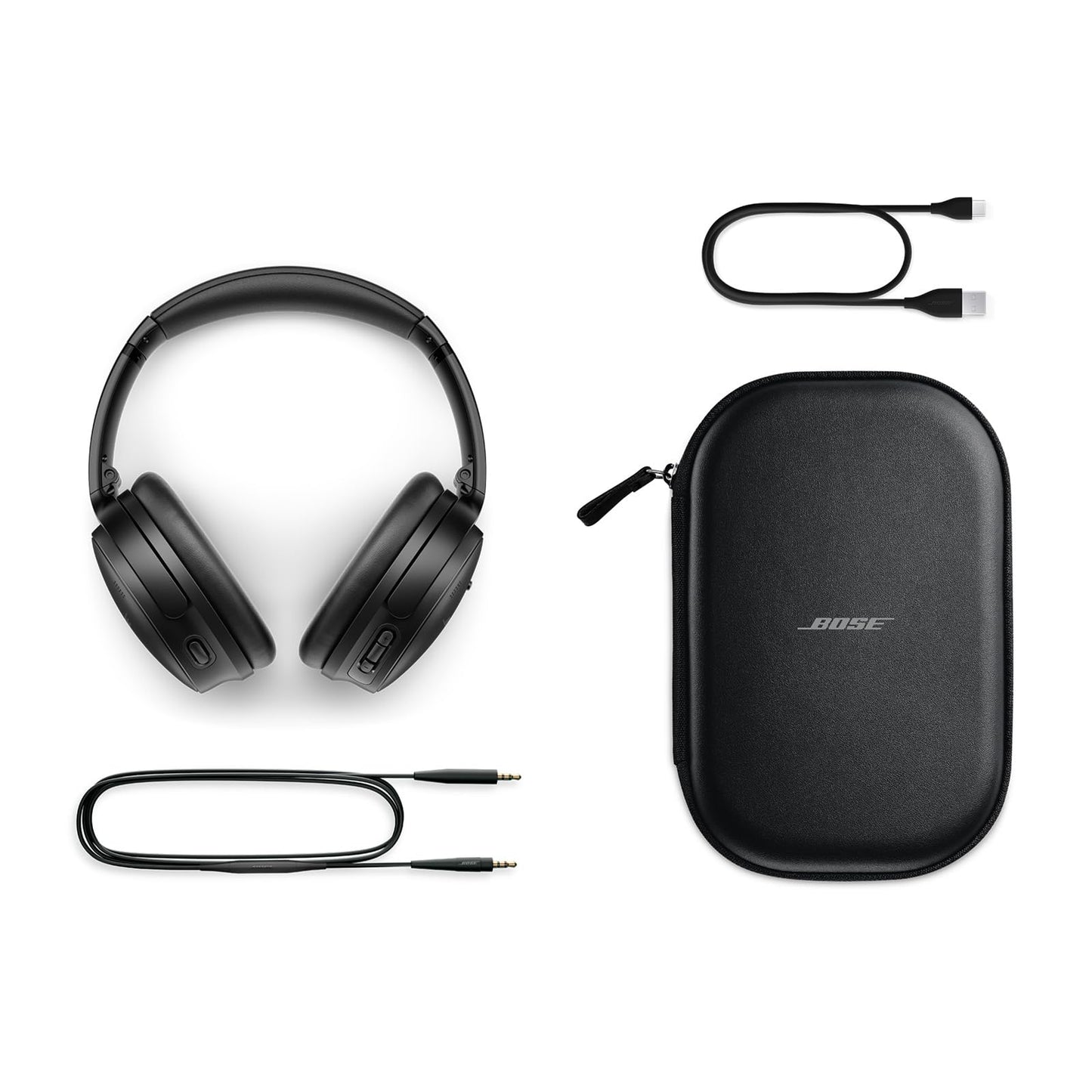 Bose QuietComfort wireless headphones with microphone and noise canceling, Bluetooth over-ear headphones, audiophile headphones, on-ear headphones with noise canceling, up to 24 hours of battery life, black - 884367-0100