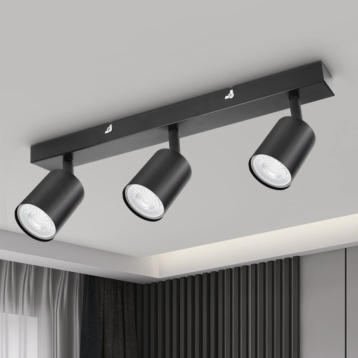 Dehobo LED Ceiling Spotlight 3 Flame GU10 Adjustable Ceiling Lamp Black - D0316