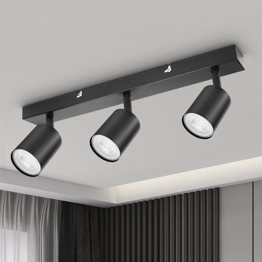 Dehobo LED Ceiling Spotlight 3 Flame GU10 Adjustable Ceiling Lamp Black - D0316