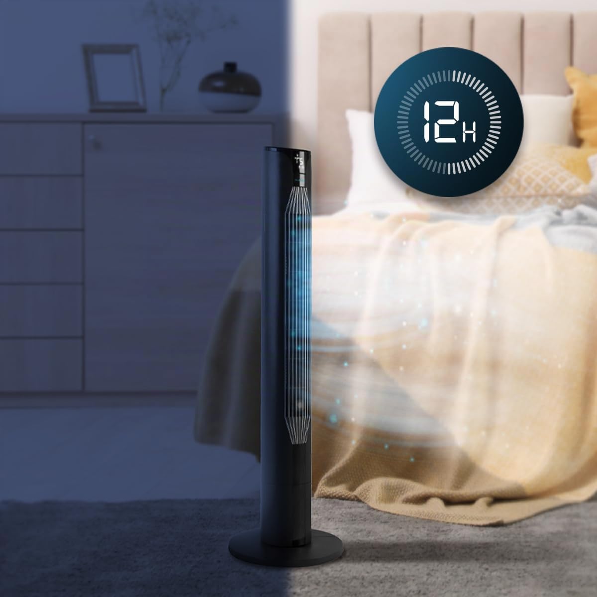 Cecotec tower fans EnergySilence 8150 Skyline, 1 height 42", 55W, remote control, LED screen, 3 speeds, 80º oscillation, black - 08202