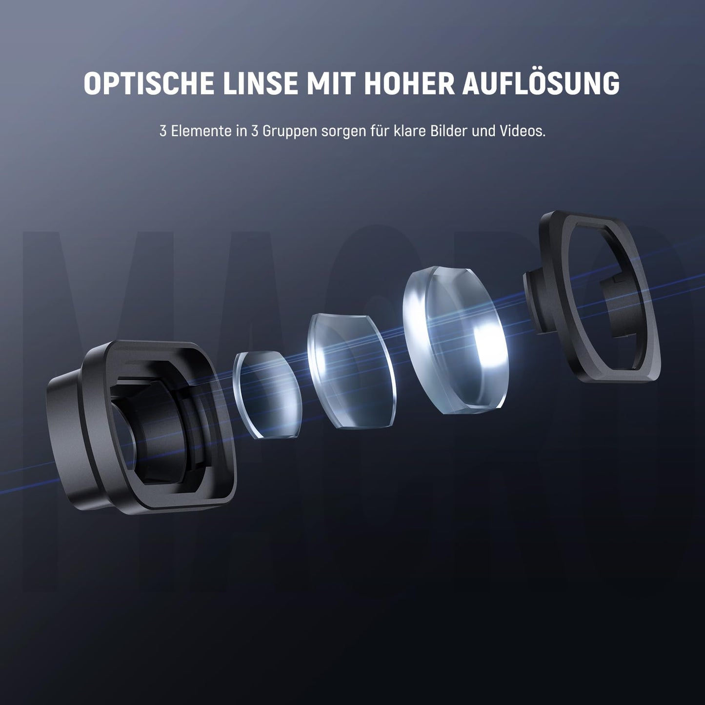 NEEWER 2x macro lens compatible with DJI Osmo Pocket 3 / Pocket 4 / Xtra Muse, HD macro lens with 3 lenses in 3 groups and magnetic attachment, do not stack filters, LS-64