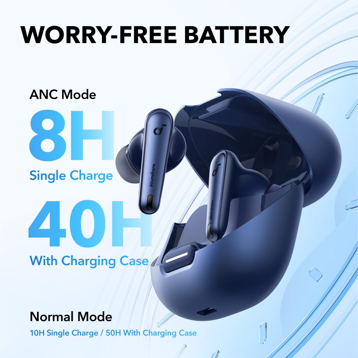 soundcore by Anker Liberty 4 NC Bluetooth headphones with noise cancellation, 98.5% noise canceling, adaptive for ears and surroundings, 50H playback (refurbished) - A3947