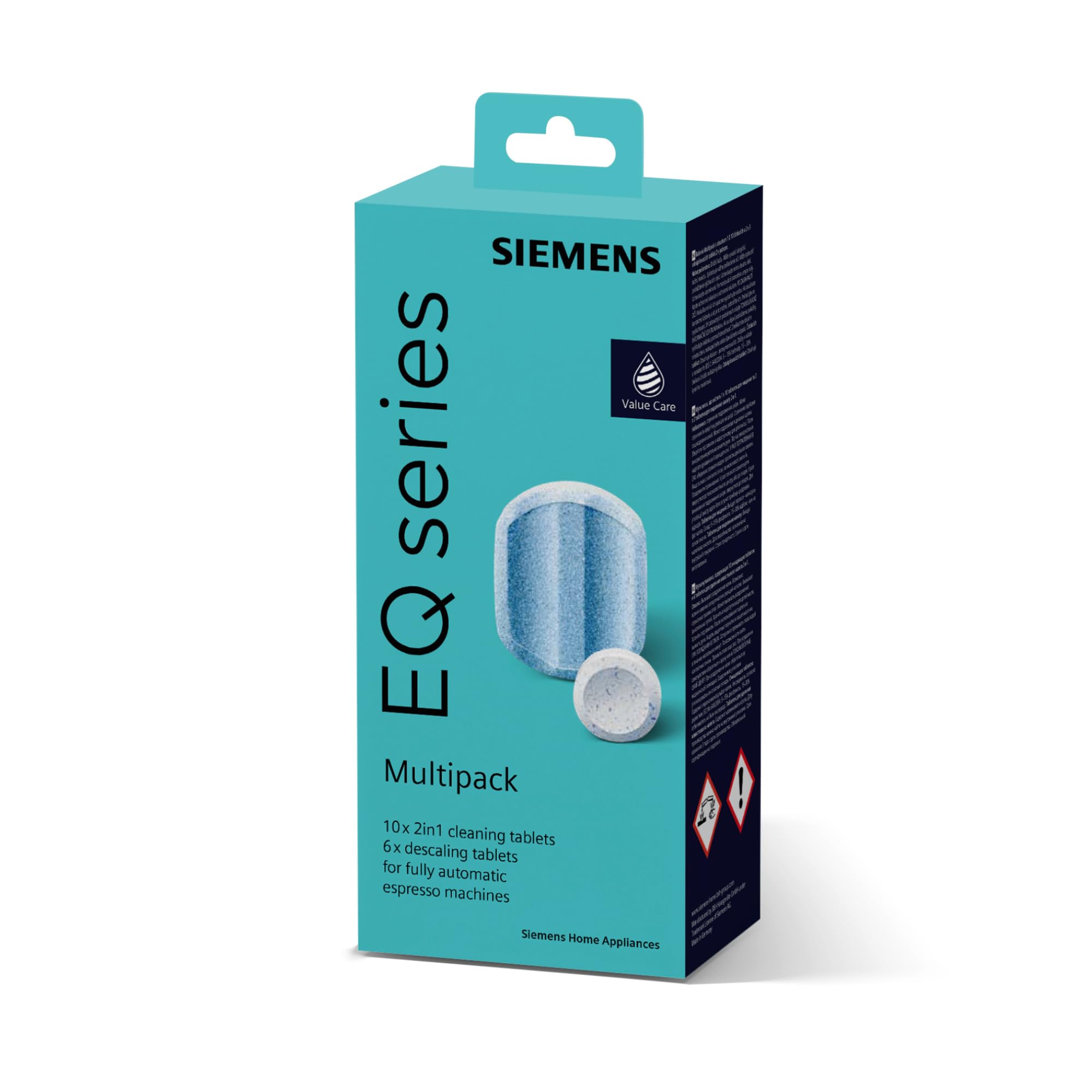Siemens Multipack TZ80003A, 10 tablete de curățare, 6 tablete de detartrare, potrivit pentru aparate de cafea complet automate din seria EQ, precum și pentru aparate încorporate complet automate