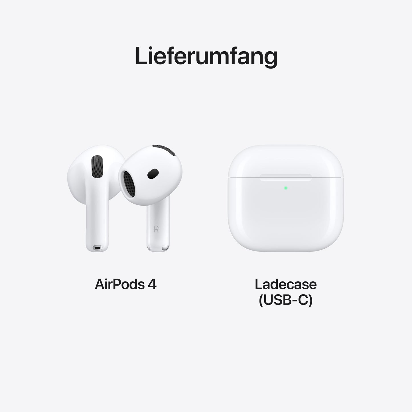 Apple AirPods 4 wireless headphones, Bluetooth headphones, personalized 3D audio, protection against sweat and water, USB-C charging case, H2 chip, up to 24 hours playback - MXP63ZM/A