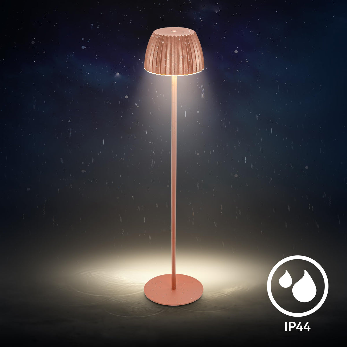 BRILONER - Riffle LED floor lamp wireless IP44 with touch, dimmable, memory function, replaceable battery, battery floor lamp, reading lamp, living room lamp, German Design Award Winner, 19x124 cm, copper color - 1238013
