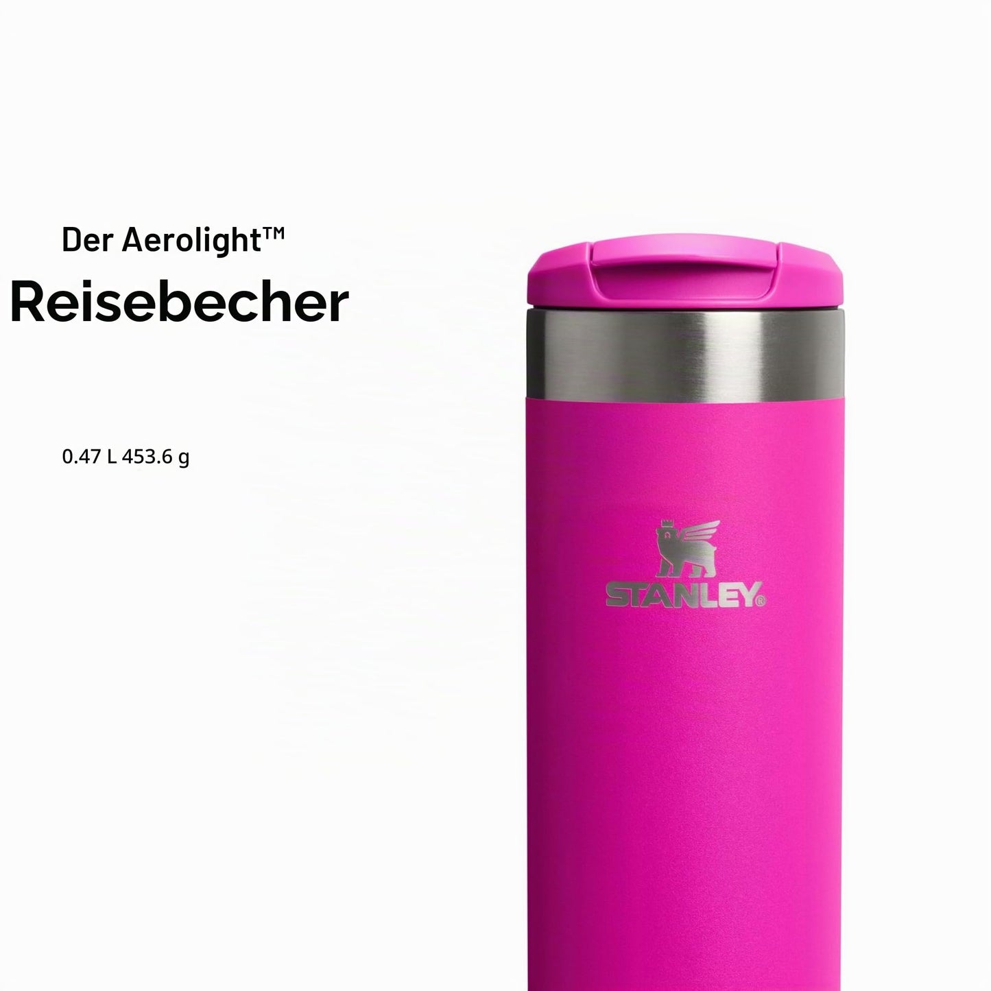 Stanley 1913 Aerolight Transit Thermo Mug 0.47L - Keeps Hot for 6 Hours - Dishwasher Safe - Coffee Mug To Go Leak-Proof - Compatible with Common Car Drink Holders - Violet Blossom - 100000112422