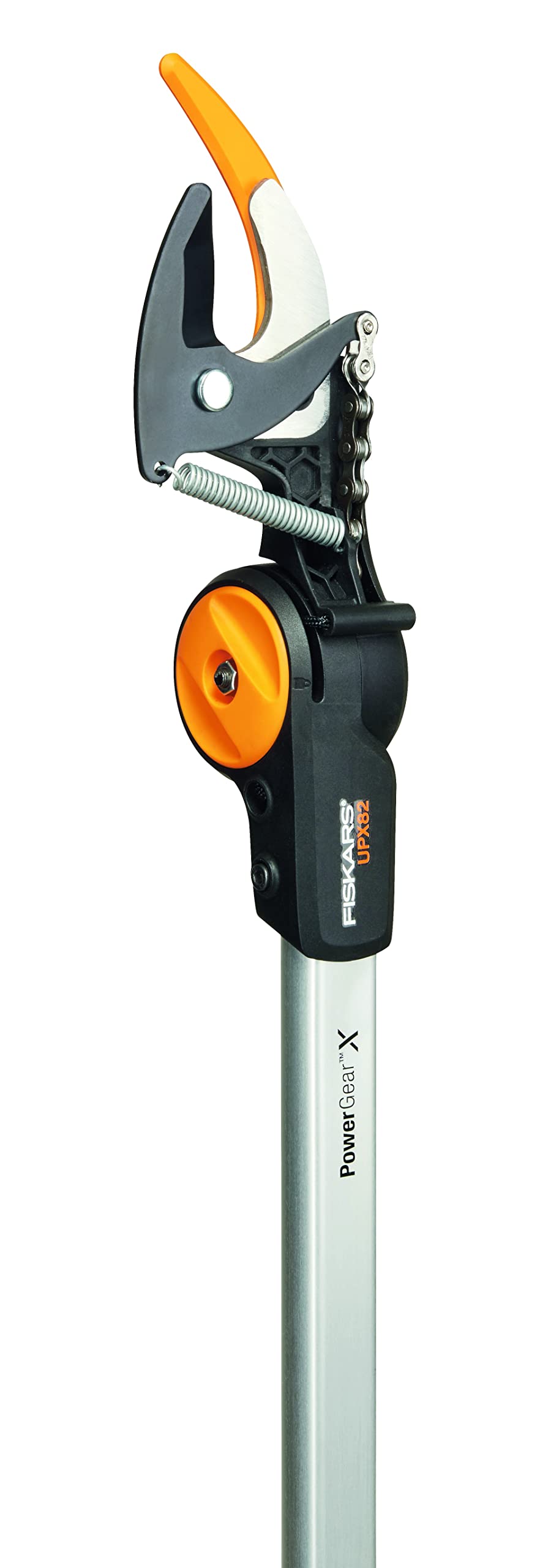 Fiskars Bypass cutting giraffe for fresh branches and twigs, non-telescopic, non-stick coated, steel blade/aluminum handle, length 1.6 m, black/orange, UPX82, 1023625