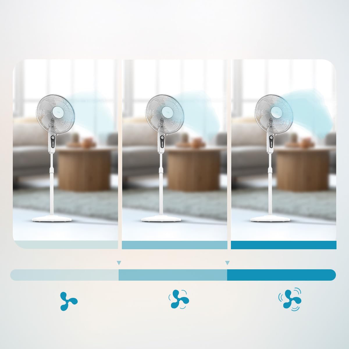 Cecotec pedestal fan EnergySilence 515 MaxFlow White. 45 watts of power, 40 cm diameter, 3 speed levels, oscillation, 1-hour timer and base up to 135 cm for room ventilation - A90_EU01_008297