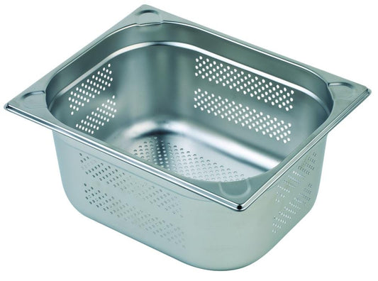 APS 81909 GN 1/1 container perforated, rustproof gastronorm container stainless steel, dimensions 325 x 530 mm/height 150 mm stainless steel colors