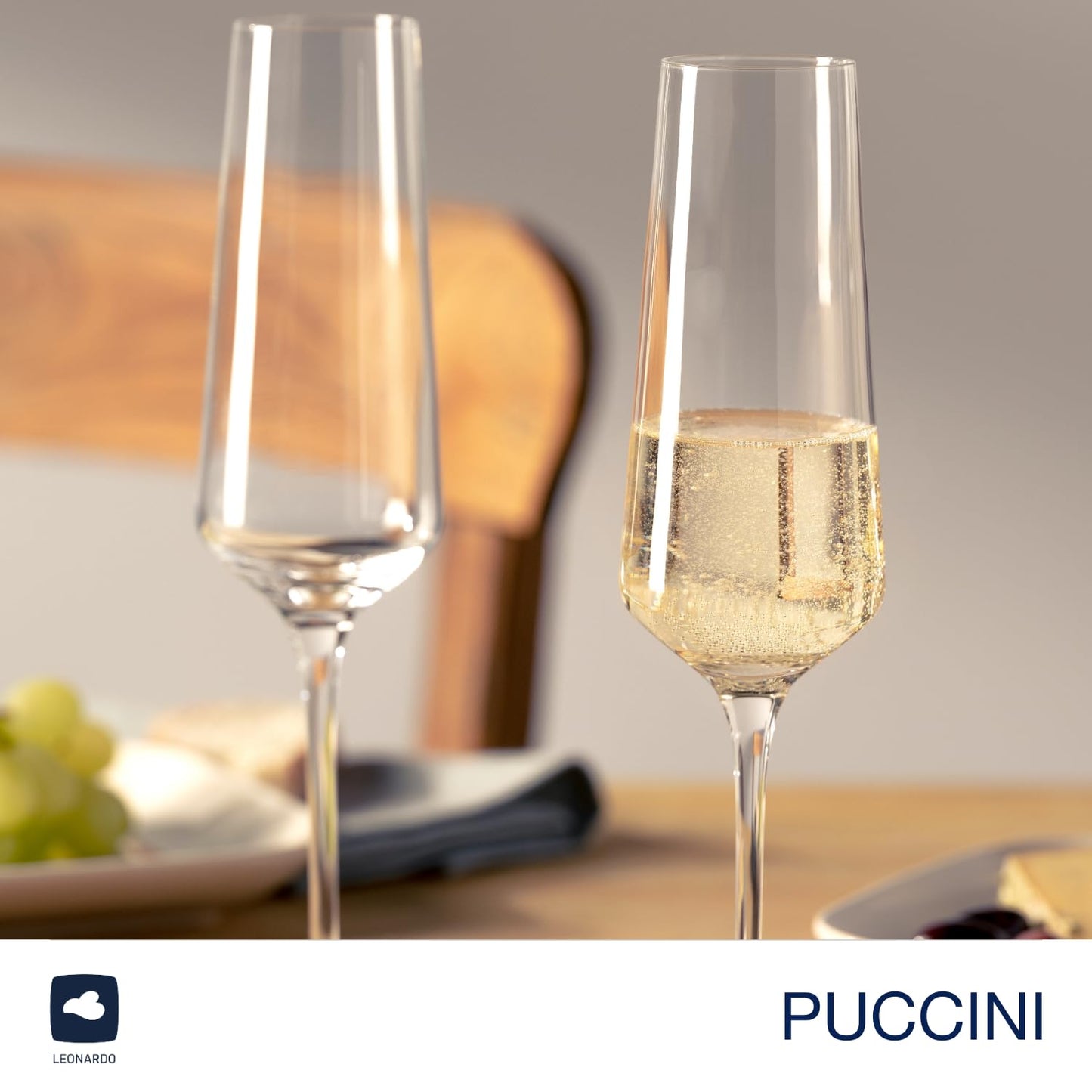 LEONARDO HOME PUCCINI champagne glasses (set of 6) incl. polishing cloth • Dishwasher-safe Prosecco goblets (280 ml) • Shockproof & suitable for everyday use • 040979