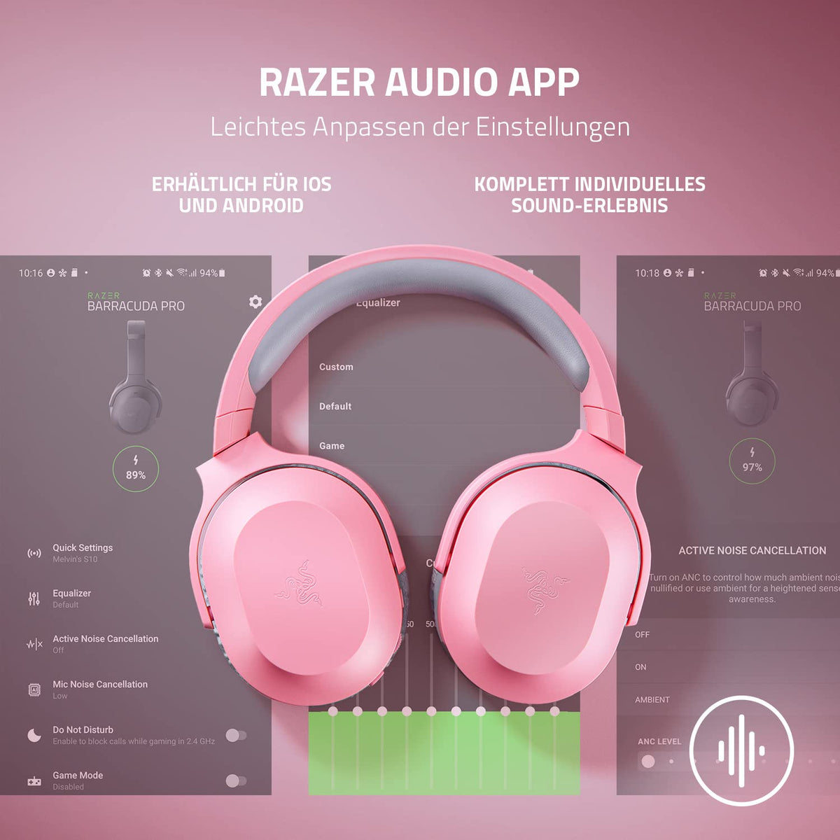 Razer Barracuda X - Headset wireless multiplatformă pentru gaming și dispozitive mobile (SmartSwitch Dual Wireless, TriForce 40mm, microfon cu caracteristică cardioidă, 50h autonomie, USB-C) Quartz Pink - RZ04-04430300-R3M1