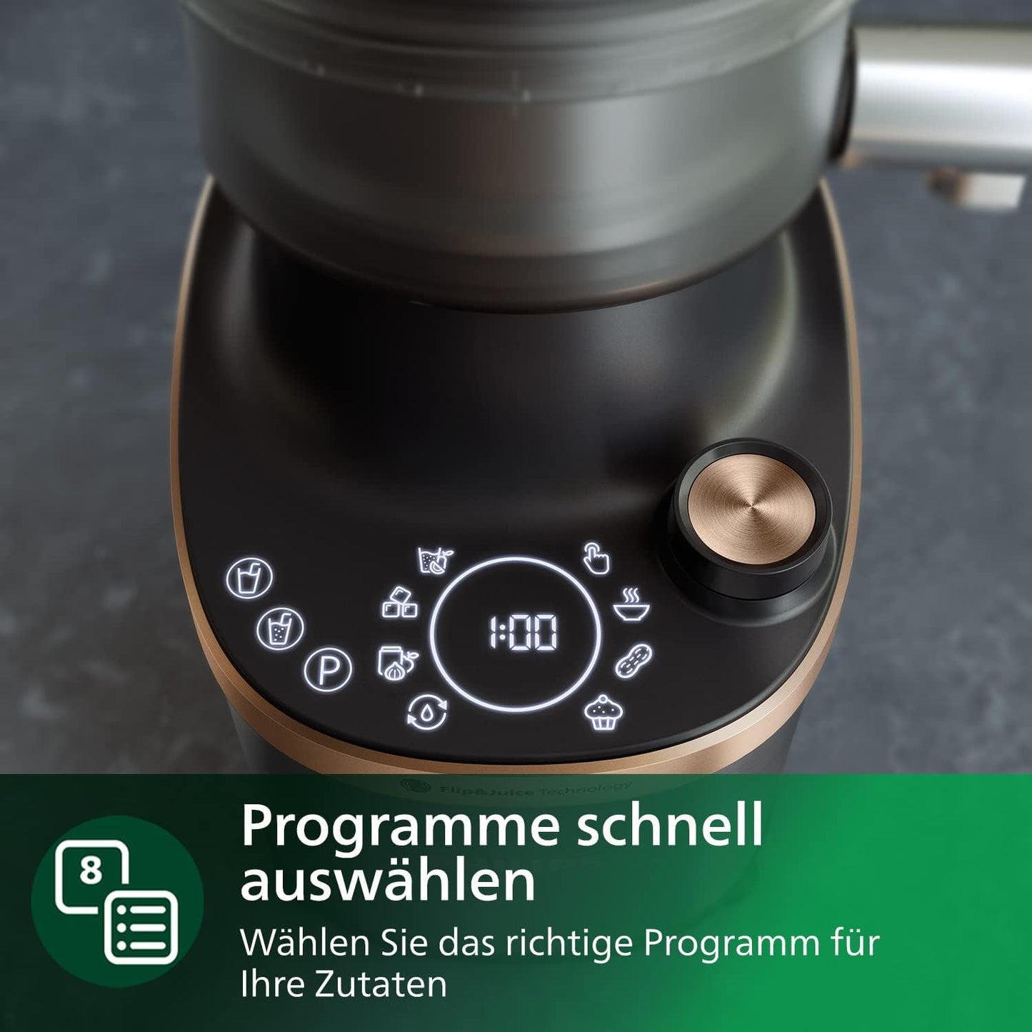 Philips Flip&Juice high-performance blender 7000 series with juicer module, Flip&Juice technology, ProBlend Ultra technology, HomeID app, 8 quick selection programs, quick cleaning function (HR3770/10)