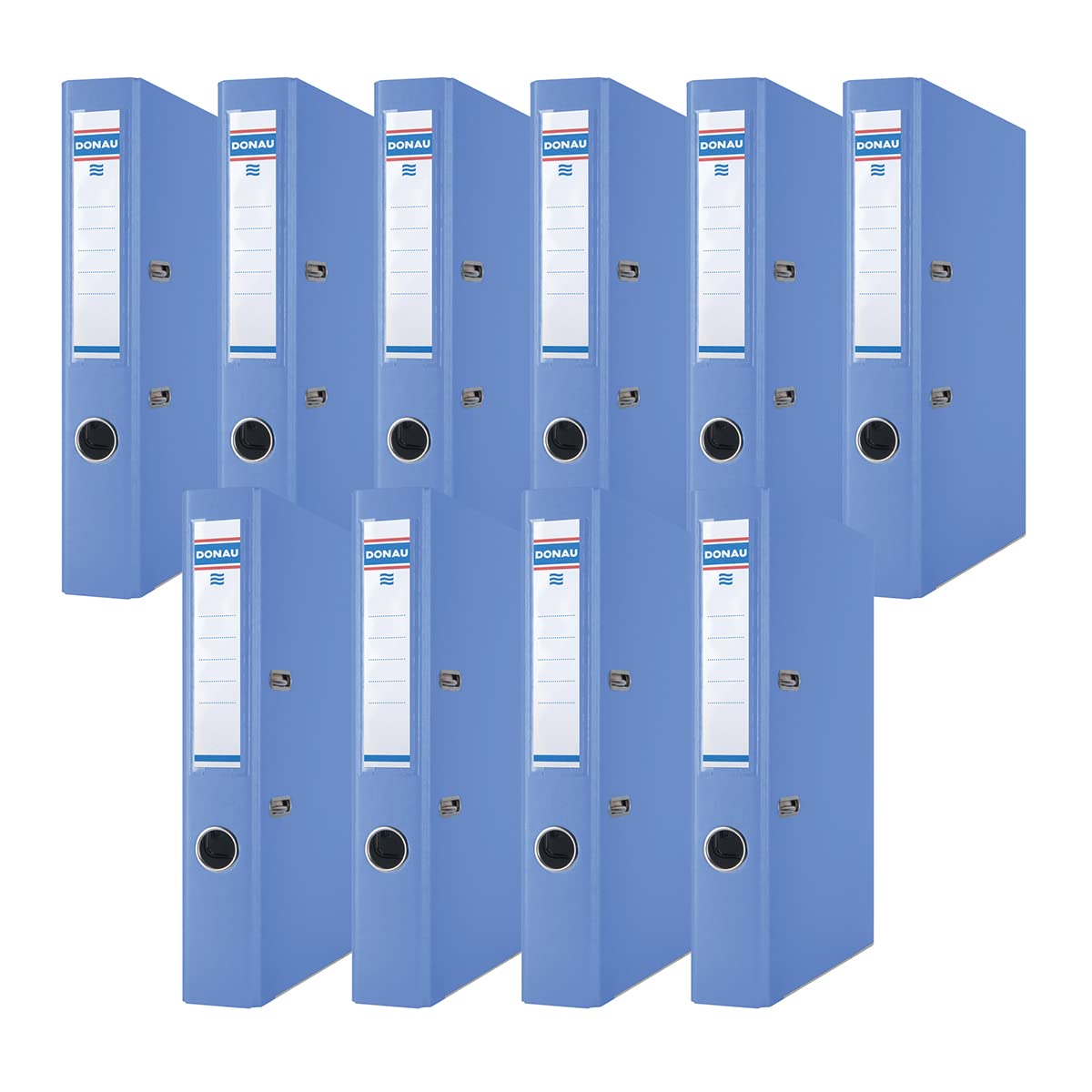 Donau Premium Slim Folder Pack of 10/DIN A4/5 cm/10 Pieces/Blue/Plastic Cover PP/Carton Paper Slot Folder Office Folder File Ring Binder/Green Dot - 3955001PL-10