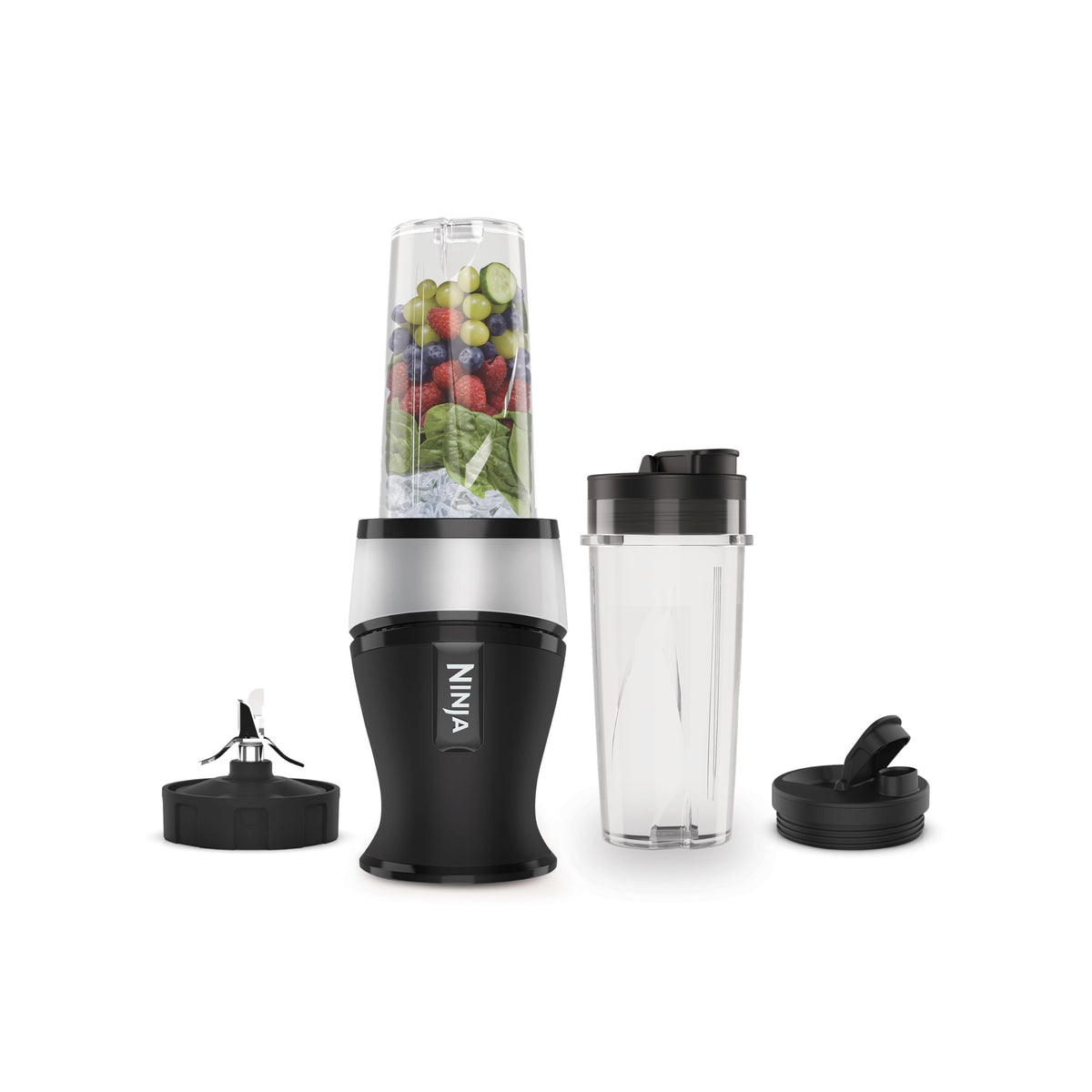 Ninja Slim Mixer și Smoothie Maker, 700 W, 2 x 470 ml, Argintiu/Negru - QB3001EUS