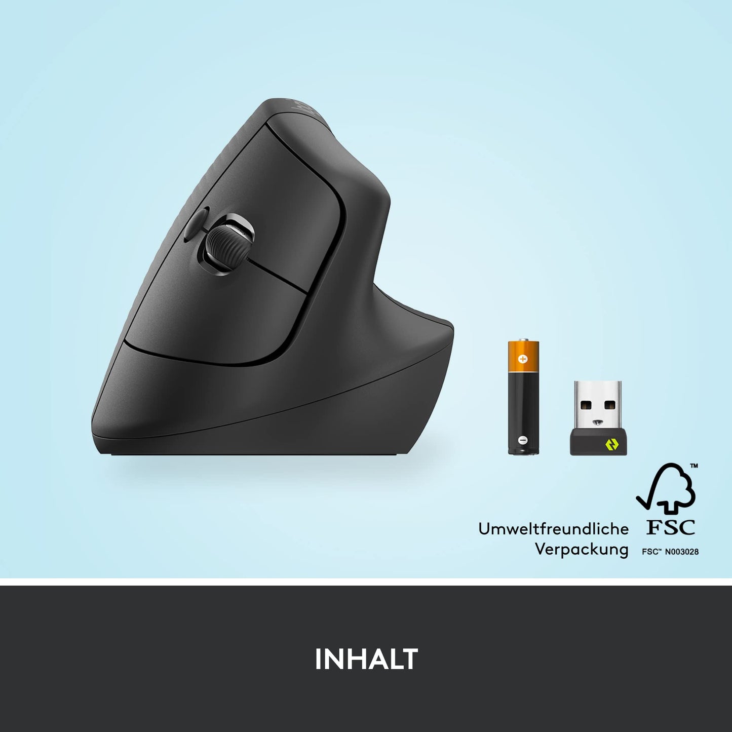 Logitech Lift Vertical Ergonomic Mouse, Wireless, Bluetooth or Logi Bolt USB Receiver, Quiet Clicks, 4 Buttons, Compatible with Windows/macOS/iPadOS, Laptop, PC - Gray - 910-006473