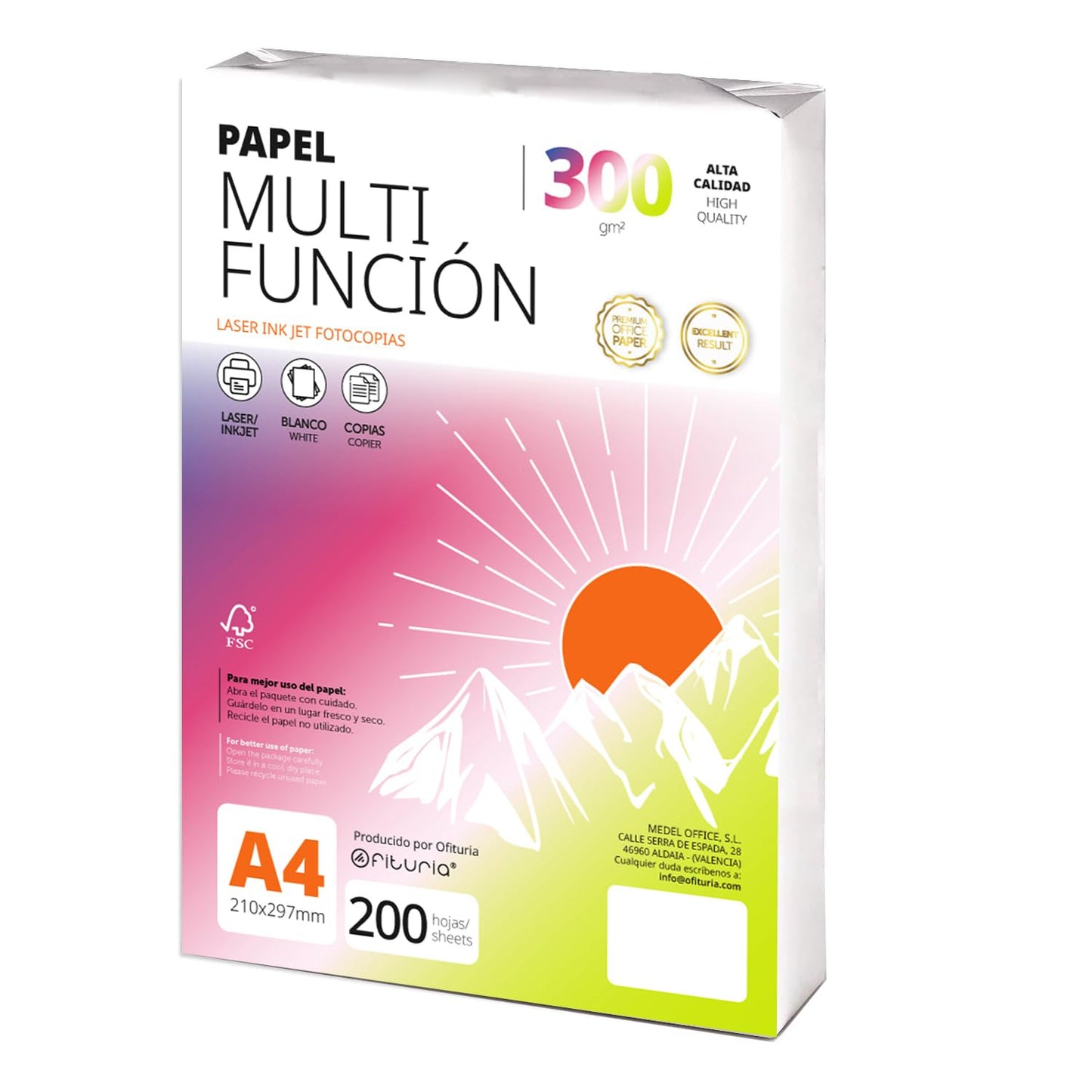 Ofituria Copy Paper A4 250g/m2 25 Sheets Multipurpose Paper for Laser and Inkjet Printers Copier Office Supplies School Supplies Pack of 25 Sheets 250g - COM0574