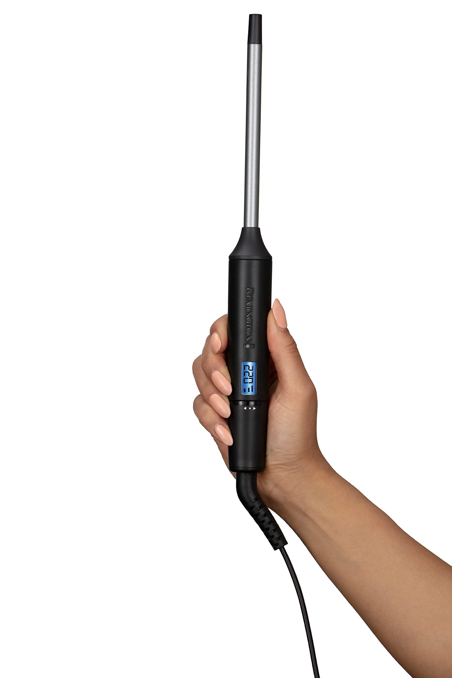 Remington curling iron small curls [10mm] Mini Pro Digital (4-fold protection, antistatic ceramic tourmaline coating) LCD display 130-220°C, spiral curls thin & tight Afro curls, CI6X10