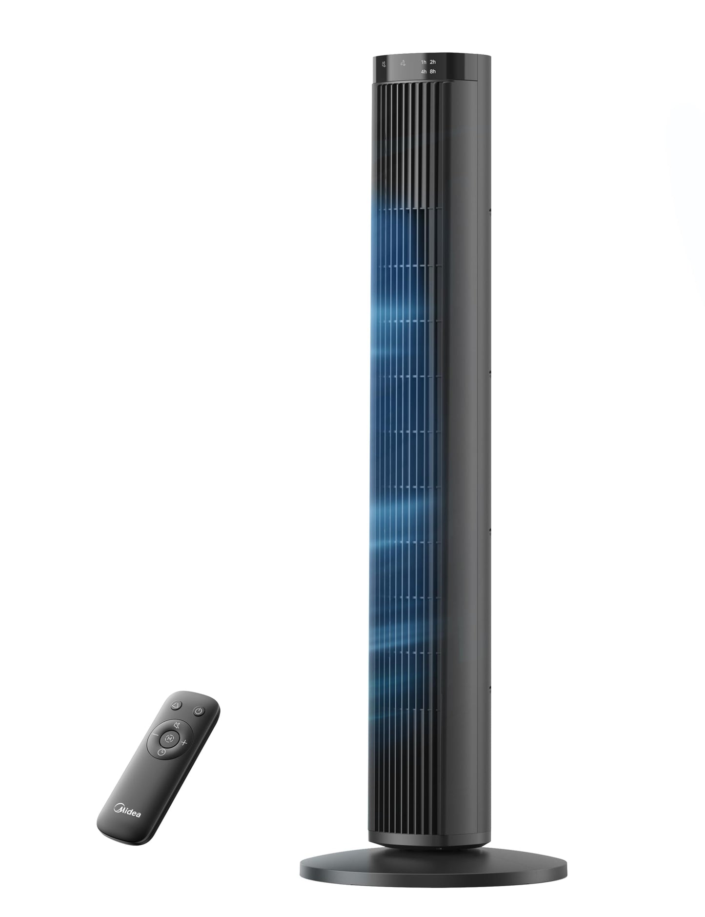 Midea tower fan with remote control FZ10-26MR(BL), 97 cm, 33 dB quiet, 90° oscillation, 15H timer, LED display, 4 speeds & 4 modes, for bedroom & office, black