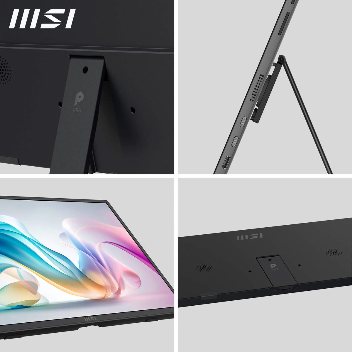 Monitor portabil MSI PRO MP165A E6 de 15.6 inci, FHD, 1920x1080 IPS, 60Hz, 4ms, protecție pentru ochi, difuzor/microfon încorporat, HDMI 2.0b, USB C (15WPD), montare Vesa, negru - 4711377390163