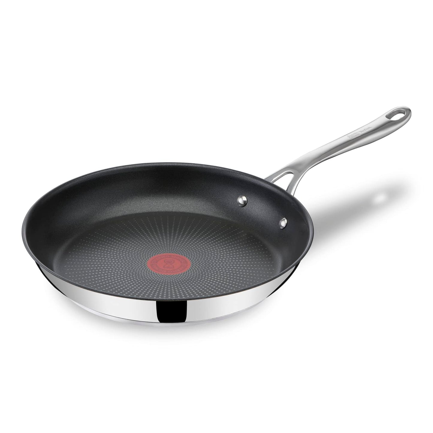 Tefal Jamie Oliver Cook's Direct On frying pan 28 cm, stainless steel pan induction, titanium non-stick coating, thermal signal, oven safe, stainless steel, riveted handle, E3040644