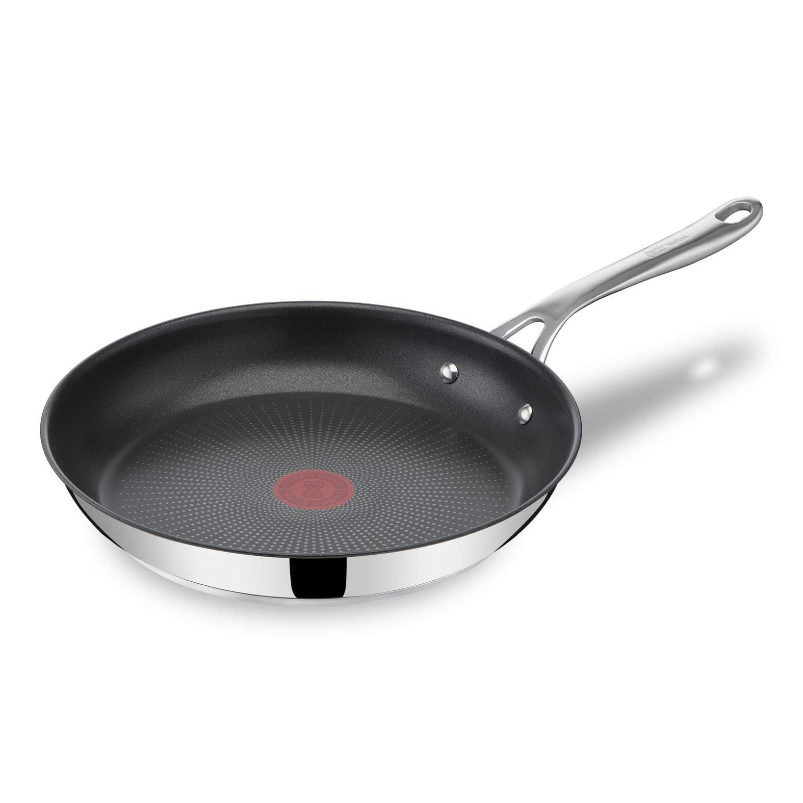 Tefal Jamie Oliver Cook's Direct On frying pan 28 cm, stainless steel pan induction, titanium non-stick coating, thermal signal, oven safe, stainless steel, riveted handle, E3040644